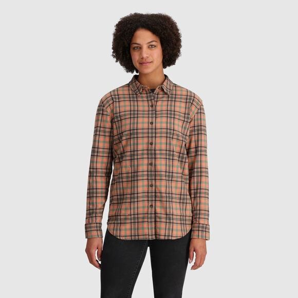 Outdoor Research Women's Kulshan Flannel Shirt Medium Relaxed Cinnamon - Picture 1 of 9